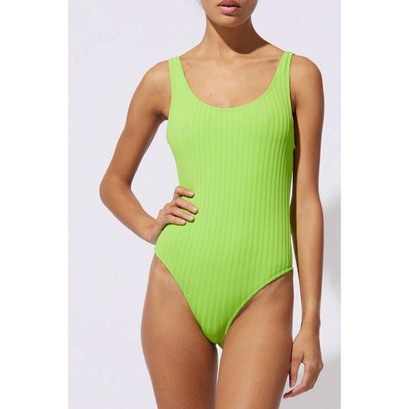 NEW SOLID & STRIPED the luela ribbed in lime - Picture 1 of 3